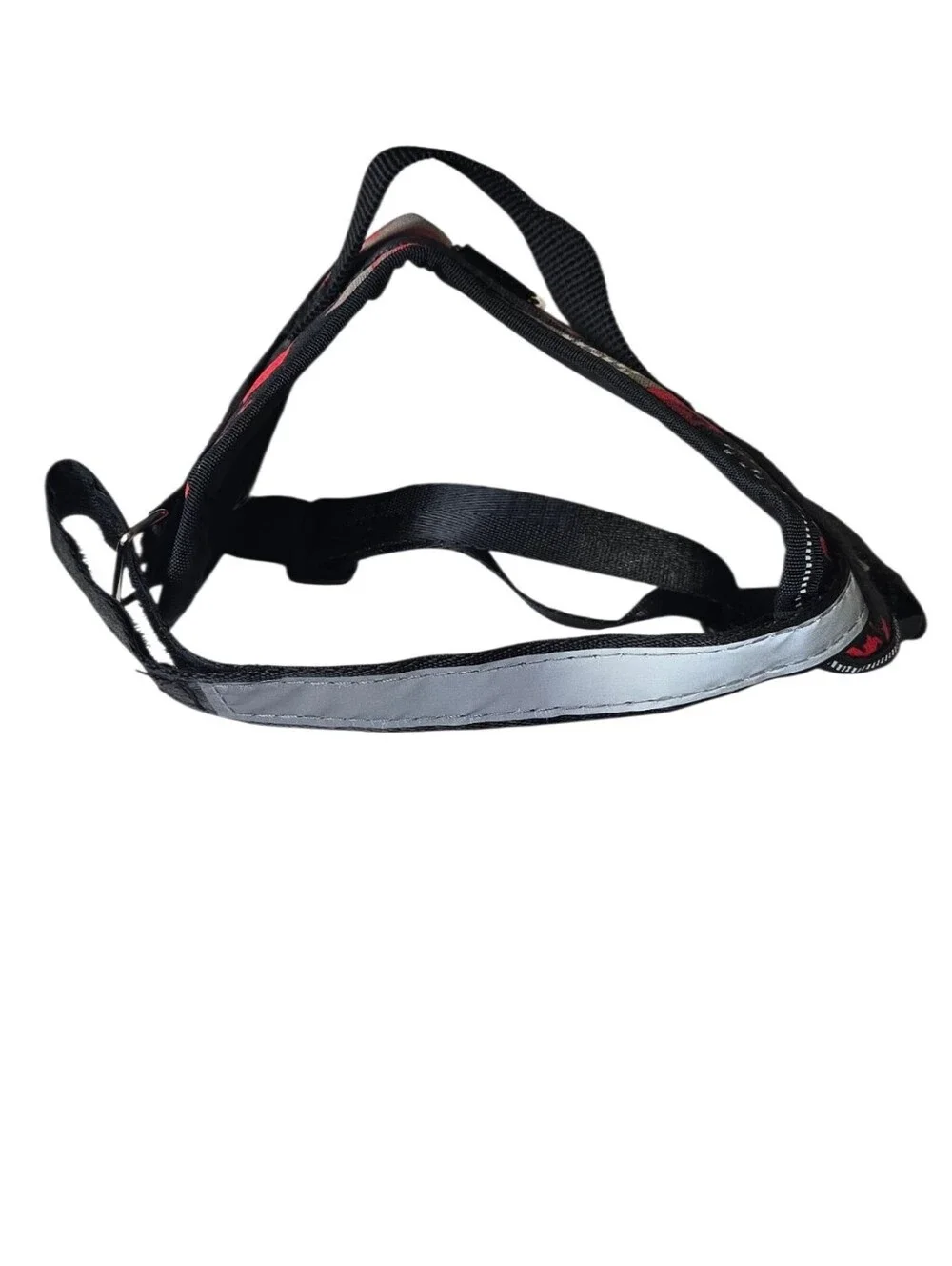 NWOT Dog Harness Adjustable Black, Red And Grey Pattern